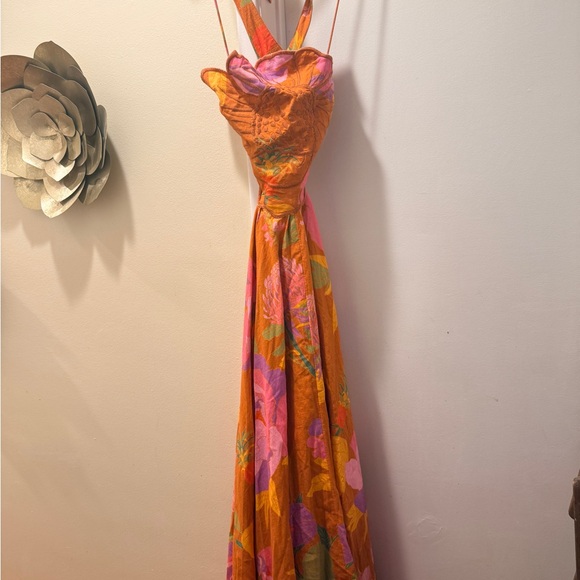 FARM Rio Pink, Orange & Yellow Floral Maxi Dress with Spaghetti Straps - Picture 6 of 6